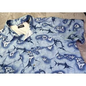 Chaps Marlin Skeleton Nautical Fishing‎ Print UPF 50+ Button Shirt Men's Sz 2XLT